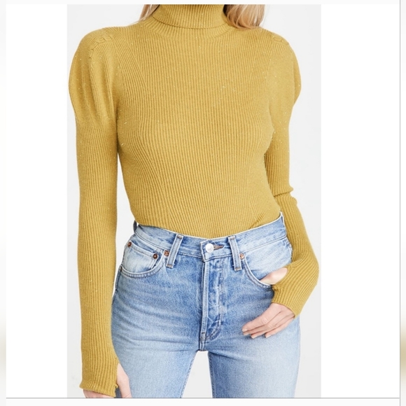 Nwt! 525 America Cosmic green puffed sleeve turtleneck - Picture 1 of 7